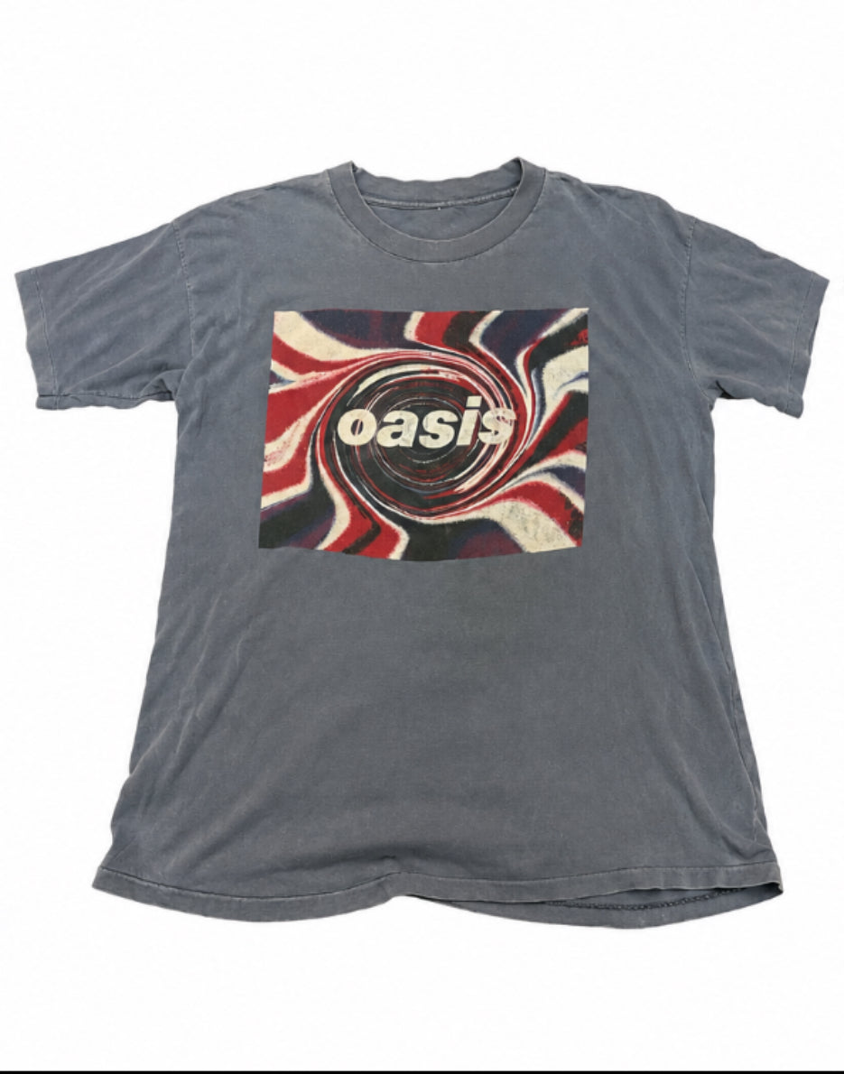 Vintage 90s Oasis Union Jack Swirl T Shirt